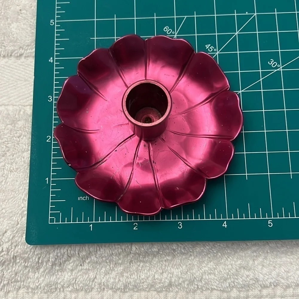 Kraftware Pink Aluminum Candle stick Holders 1950s